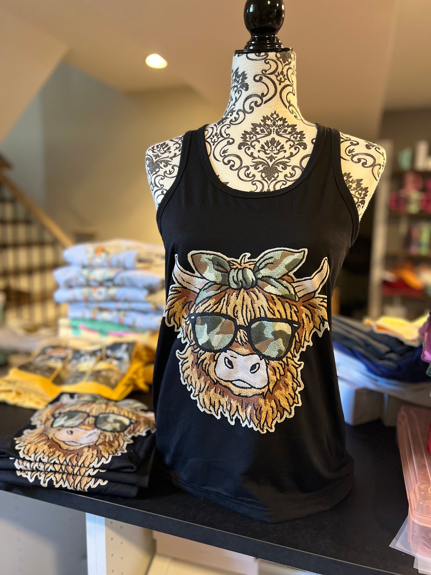 Racer Back Tank (Camo Cow)