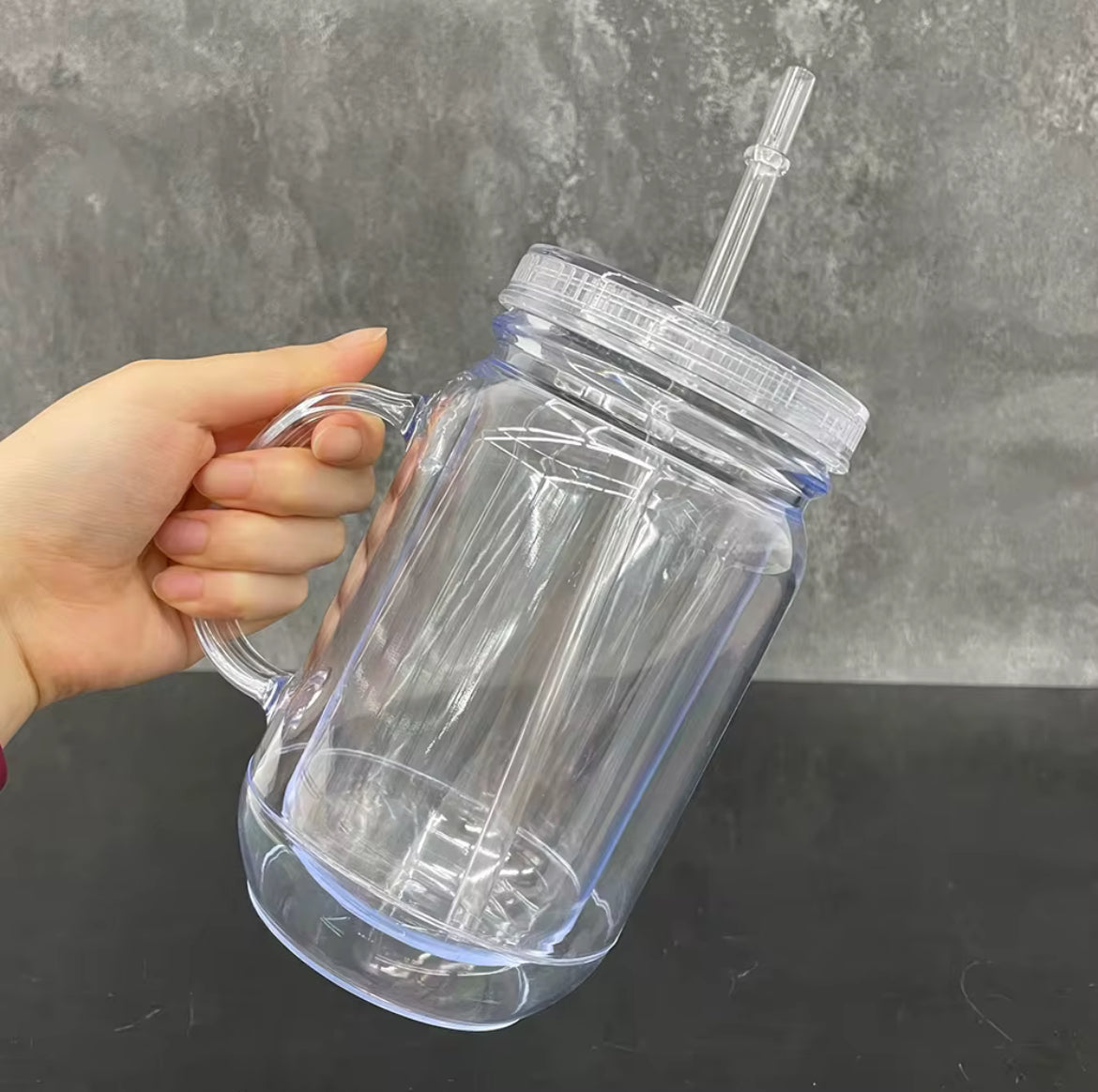 Plastic 20oz Snow Globe Mason Jar