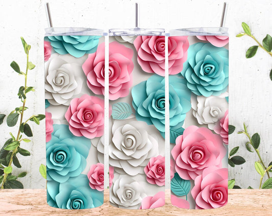 3D Pink/Teal Roses