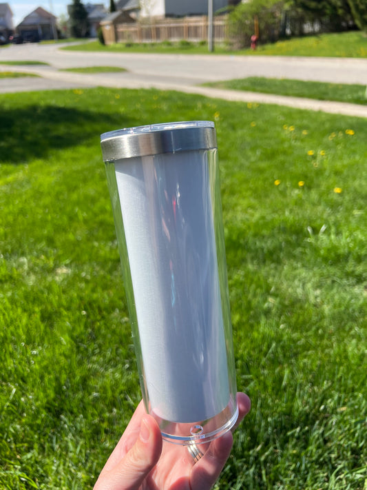 20oz White Blank Snow Globe Tumbler